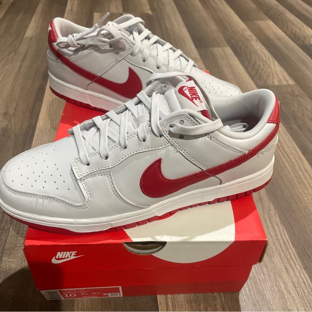 Nike Dunk Low Retro Size 10 White Picante Red Mens FJ0832-011 BRAND NEW✅